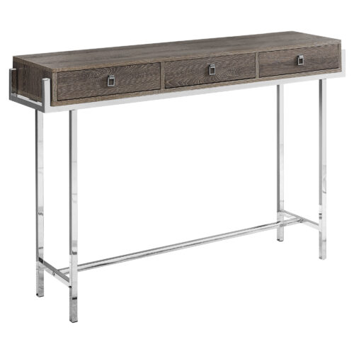 48″ Taupe And Silver Console Table