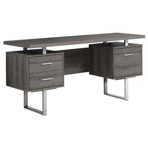 24″ Taupe Rectangular Computer Desk With Three Drawers