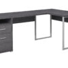 47″ Grey L-Shape Computer Desk With Two Drawers