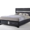 Beige And Black Upholstered Wooltwo Drawer Bed