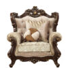 36″ Beige And Brown Fabric Damask Tufted Chesterfield Chair