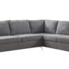 Gray 100% Polyester Stationary L Shaped Two Piece Sofa And Chaise