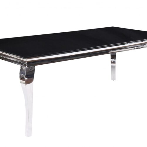 40″ X 80″ X 30″ Stainless Steel Black Glass  Dining Table