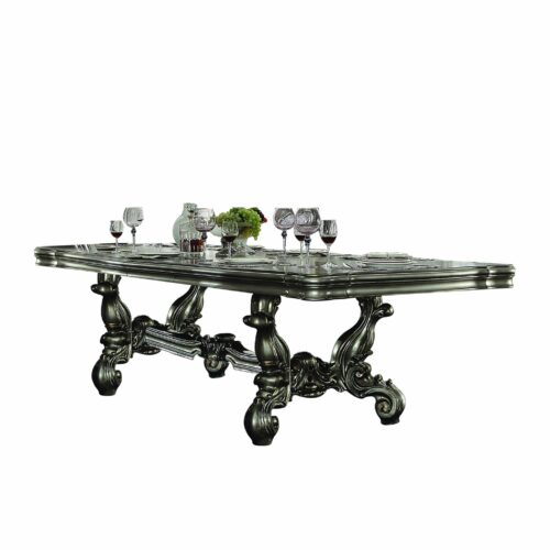 46″ X 136″ X 32″ Antique Platinum Wood Poly Resin Dining Table (136’L)