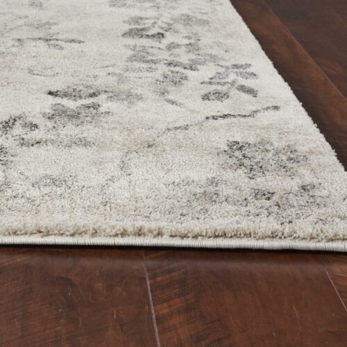 9’X13′ Grey Machine Woven Distressed Floral Traditional Indoor Area Rug