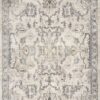 9’X13′ Ivory Machine Woven Distressed Floral Traditional Indoor Area Rug