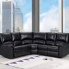 Black Faux Leather Reclining L Shaped Corner Sectional