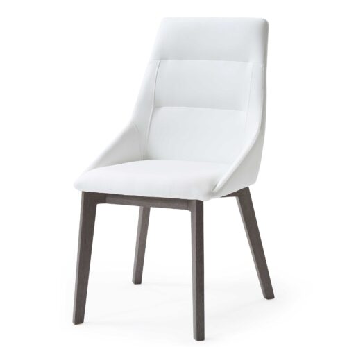 Set Of 2 White Faux Leather Dining Chairs