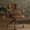 24″ X 25″ X 32″ Vintage Whiskey  Leather Office Chair