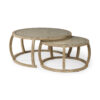 S2 41.5″ Round Woven Cane Glass Top And Solid Wood Coffee Tables