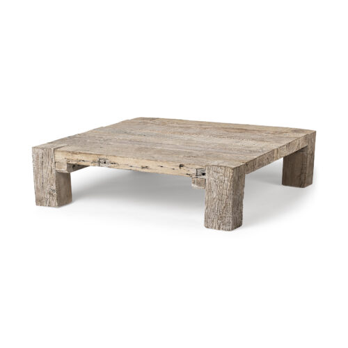 48″ Natural Rectangular Distressed Coffee Table