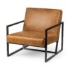 32″ Brown And Black Faux Leather Distressed Arm Chair