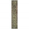 3’X12′ Green And Brown Floral Runner Rug