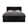 Solid Wood Full Black Eight Drawers Bed