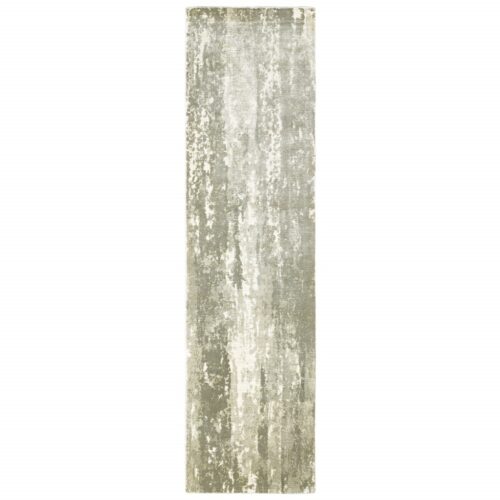 3′ X 10′ Gray And Ivory Abstract Splash Indoor Runner Rug