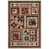 8’X10′ Brown And Red Ikat Patchwork Area Rug