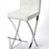 41″ Off-white And Silver Bar Chair With Footrest