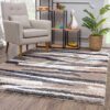 8′ X 11′ Gray And Black Strokes Area Rug