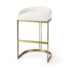 33″ Off White And Gold Low Back Bar Stool