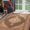 7′ x 9′ Black and Beige Medallion Area Rug