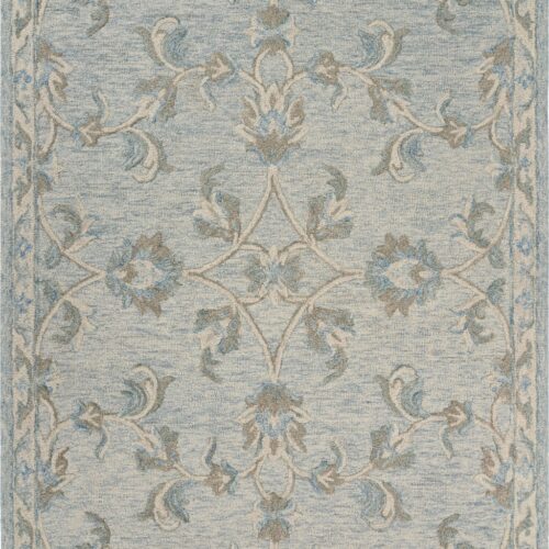 7′ X 9′ Blue And Ivory Wool Hand Tufted Area Rug