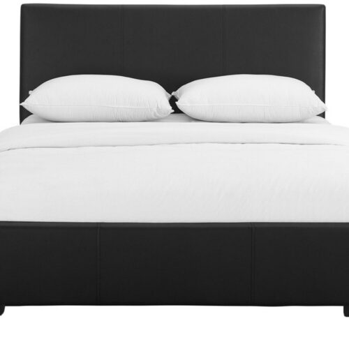 Black Upholstered Queen Platform Bed