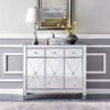 Glamorous Mirrored Bling Three Door Accent Cabinet