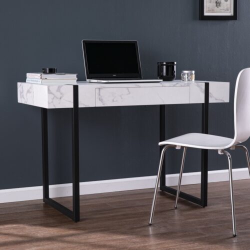 45″ White And Black Writing Desk