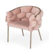 Pink Geo Velvet and Brushed Brass Velvet Dining Chair