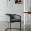 Gray Velvet Brass Modern Dining Chair