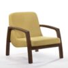 31″ Gold and Walnut Retro Modern Wood Armchair