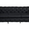 93″ Black Genuine Tufted Leather and Chrome Sofa