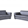 Two Piece Dark Gray Italian Leather Five Person Seating Set