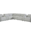 Light Gray Italian Leather Power Recline L Shape Eight Piece Corner Sectional With Console