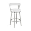 30″ Chic White Faux Leather with Stainless Steel Finish Swivel Bar Stool