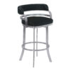 34″ Black Brushed Stainless Steel Counter Height Swivel Backless Bar Chair