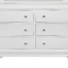 58″ Metallic White Solid Wood Six Drawer Double Dresser