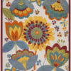 9′ X 12′ White Yellow And Blue Floral Non Skid Indoor Outdoor Area Rug