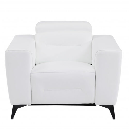 41″ White Italian Leather Power Recliner Chair