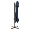 10′ Navy Blue Polyester Square Tilt Cantilever Patio Umbrella With Stand