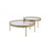 36″ Gold And Clear Glass Round Nested Coffee Tables