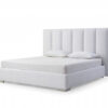 Queen White Upholstered Channel Tufted Velvet Bed Frame