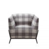 32″ Grey And Light Grey 100% Polyester And Brown Patchwork Club Chair