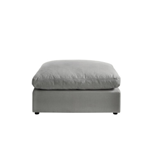 36″ Gray Linen And Black Ottoman