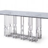 87″ Clear And Chrome Rectangular Glass And Stainless Steel Dining Table