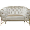 49″ Beige And Gold Velvet Tufted Chesterfield Chair