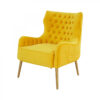 30″ Yellow Velvet And Gold Solid Color Arm Chair