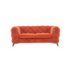 74″ Orange Tufted Velvet And Black Chesterfield Love Seat