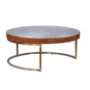 36″ Silver And Cocoa Aluminum Round Coffee Table