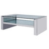 47″ Silver And Clear Glass Rectangular Mirrored Coffee Table With Shelf